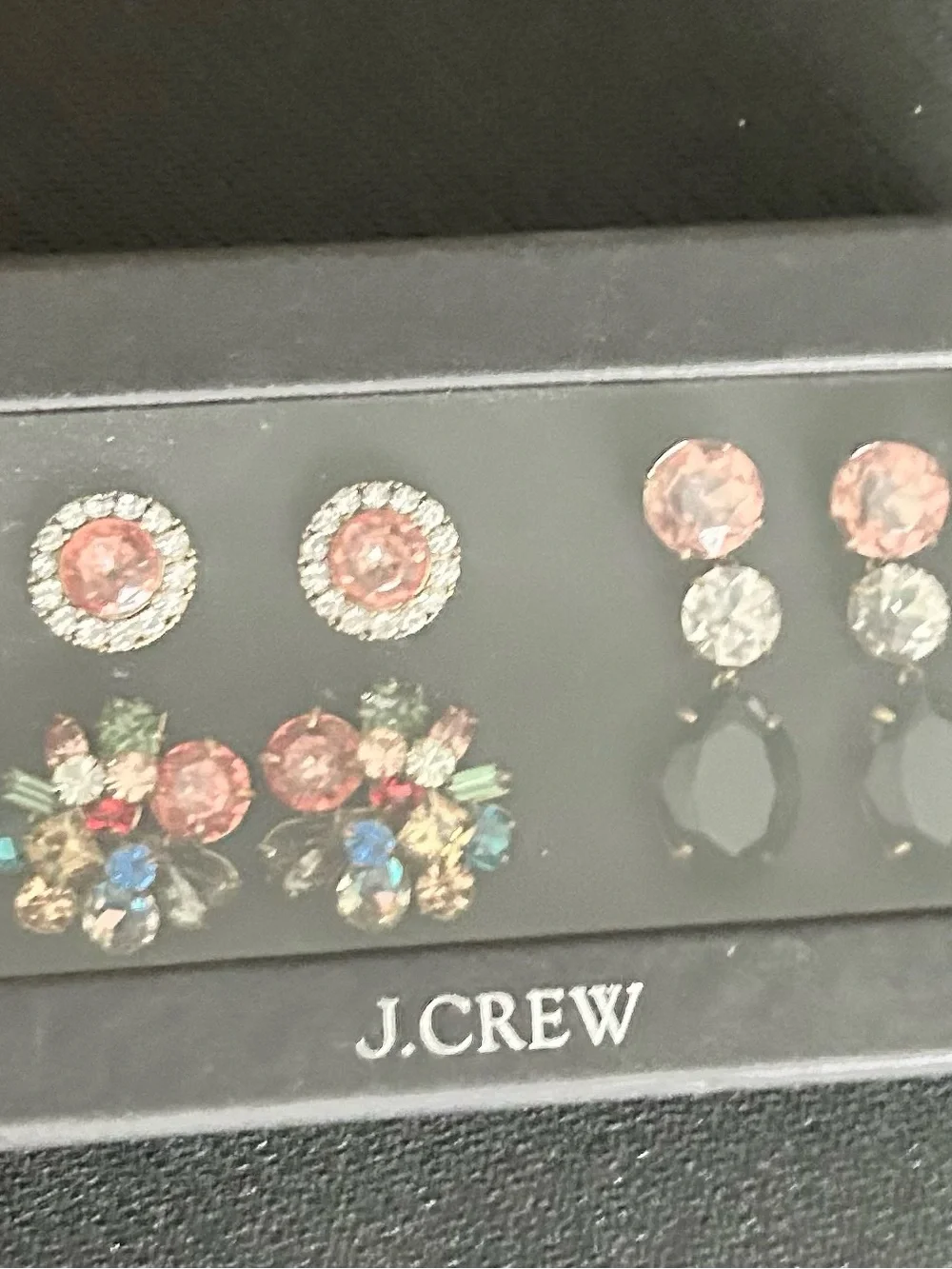 J. Crew Pink and Multicolor Crystal Earring Set